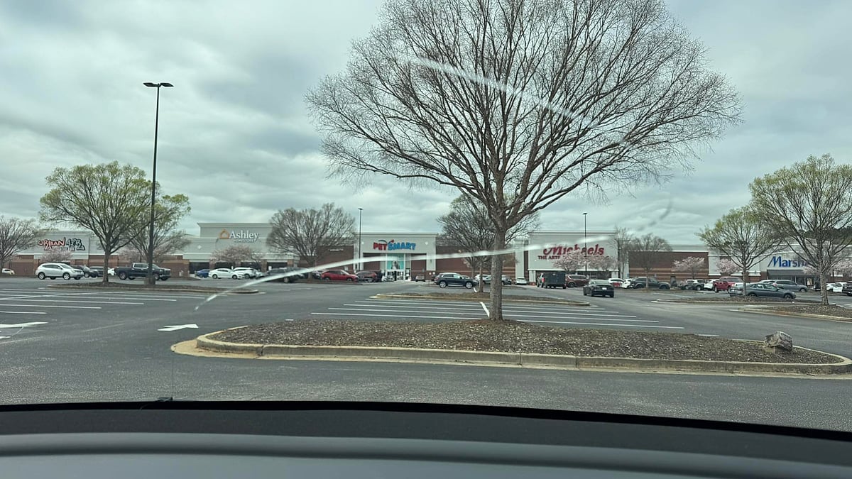 A Tesla Model Y with a stress fracture in the windshield